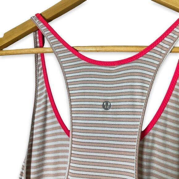 Lululemon What The Sport Singlet Silver Stripe White Naked Tank Top - Picture 3 of 7